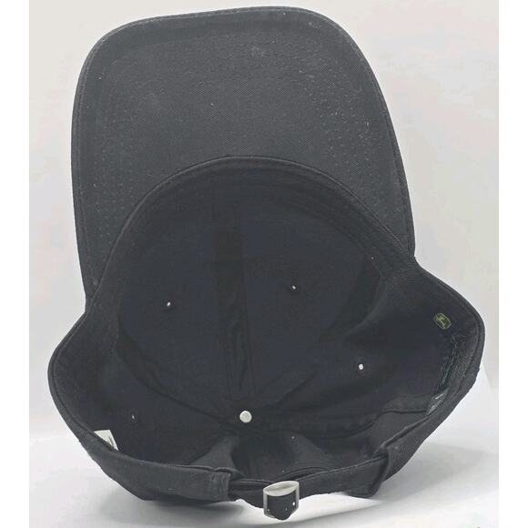 Genuine John Deere Black Strapback Hat‎ Chrome Logo Trucker Cap Farm Tractor - Picture 6 of 9